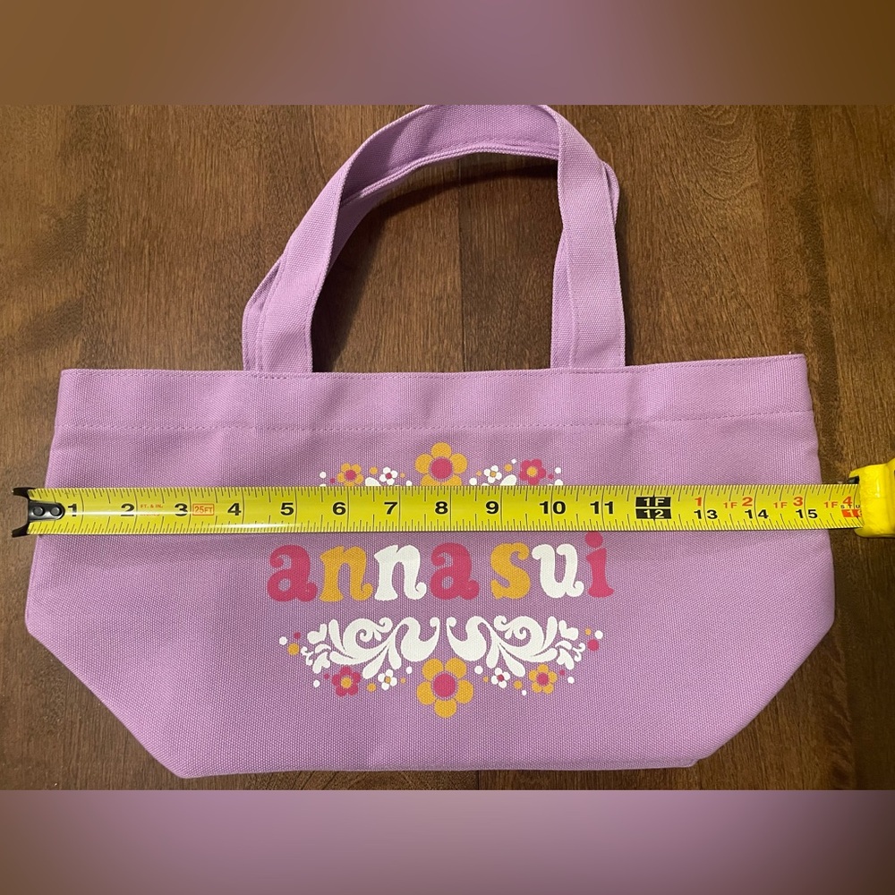 Brand New - Anna Sui Lavender Floral Canvas Tote with wristlet - Picture 8 of 9